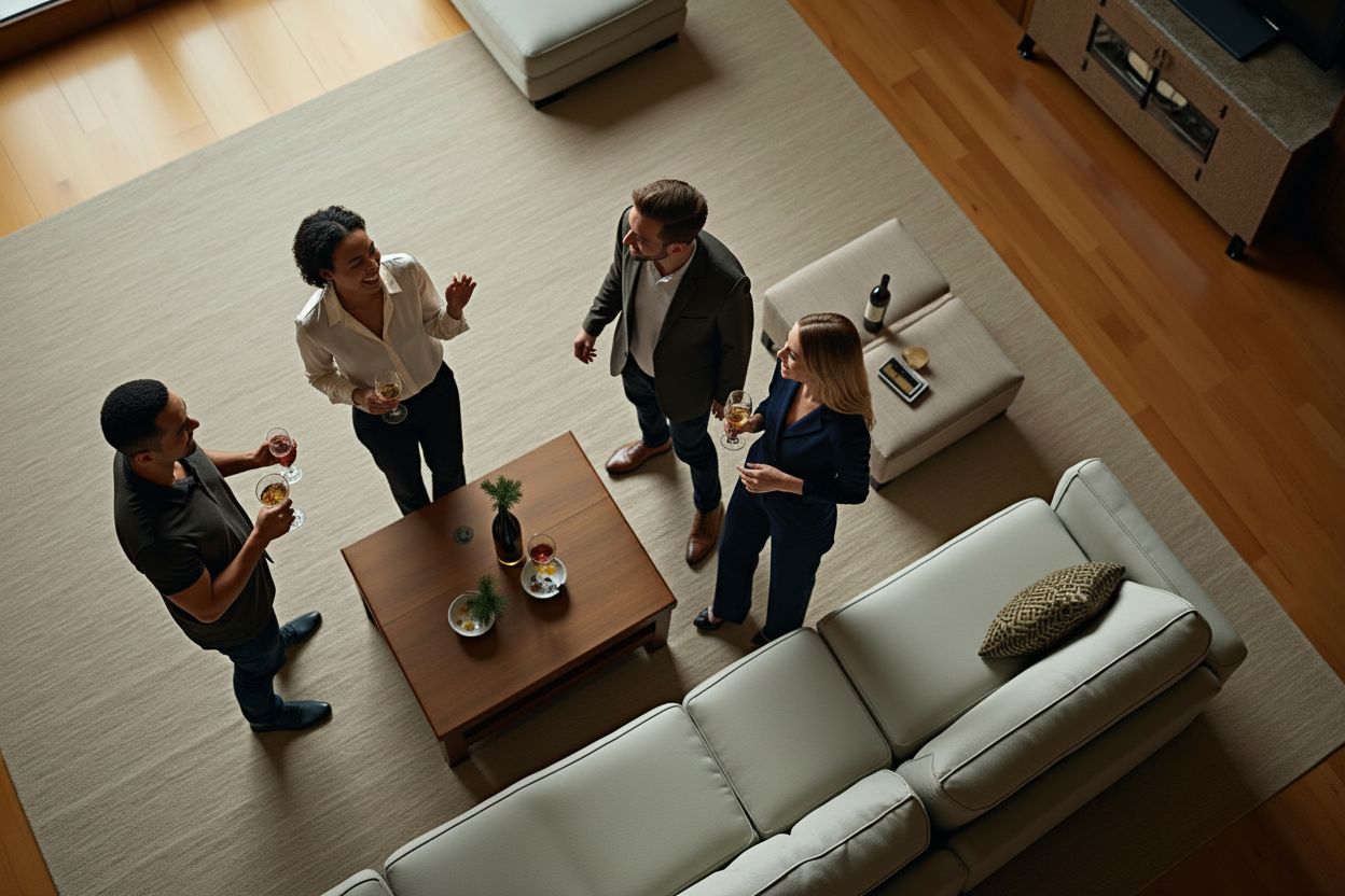Happy customers relaxing at home