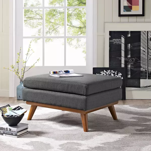 EEI-1797-DOR Engage Upholstered Fabric Ottoman Gray