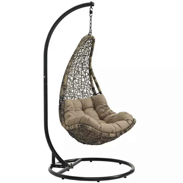 EEI-2276-BLK-MOC-SET Abate Outdoor Patio Swing Chair With Stand