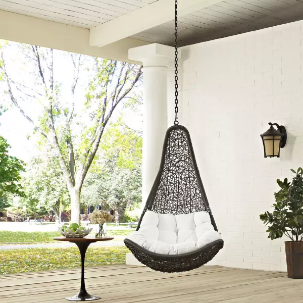 EEI-2657-GRY-WHI-SET Abate Outdoor Patio Swing Chair Without Stand