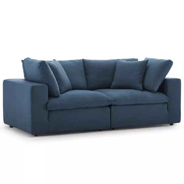 EEI-3354-AZU Modway Commix Down Filled Overstuffed 2 Piece Sectional Sofa in Azure