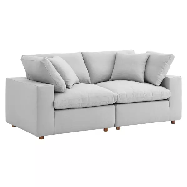 EEI-3354-LGR Modway Commix Down Filled Overstuffed 2 Piece Sectional Sofa in Light Gray