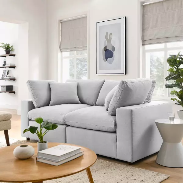 EEI-3354-LGR Modway Commix Down Filled Overstuffed 2 Piece Sectional Sofa in Light Gray