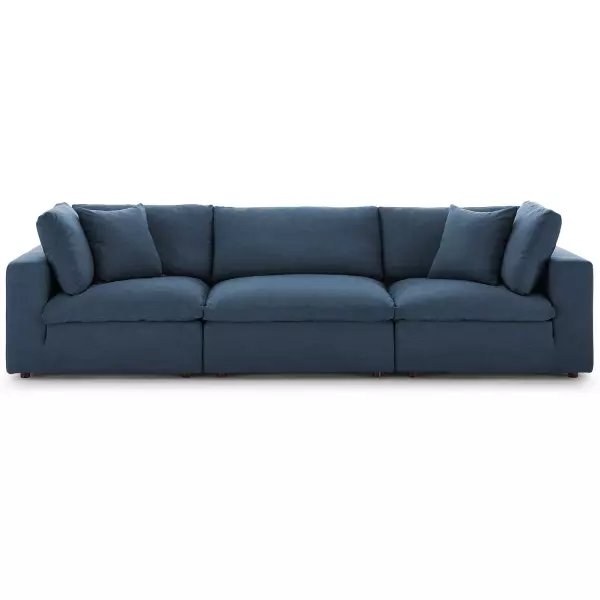 EEI-3355-AZU Modway Commix Down Filled Overstuffed 3 Piece Sectional Sofa in Azure