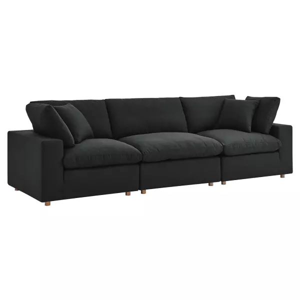 EEI-3355-BLK Modway Commix Down Filled Overstuffed 3-Piece Sectional Sofa in Black