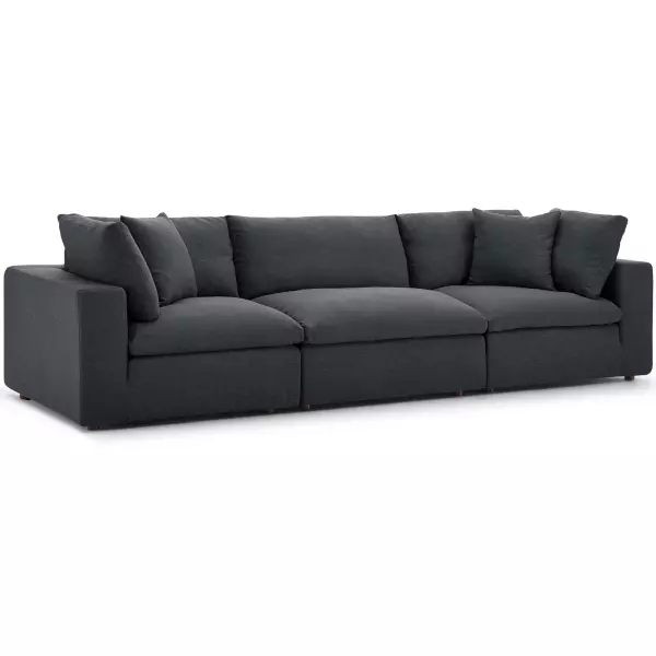 EEI-3355-GRY Modway Commix Down Filled Overstuffed 3 Piece Sectional Sofa in Gray