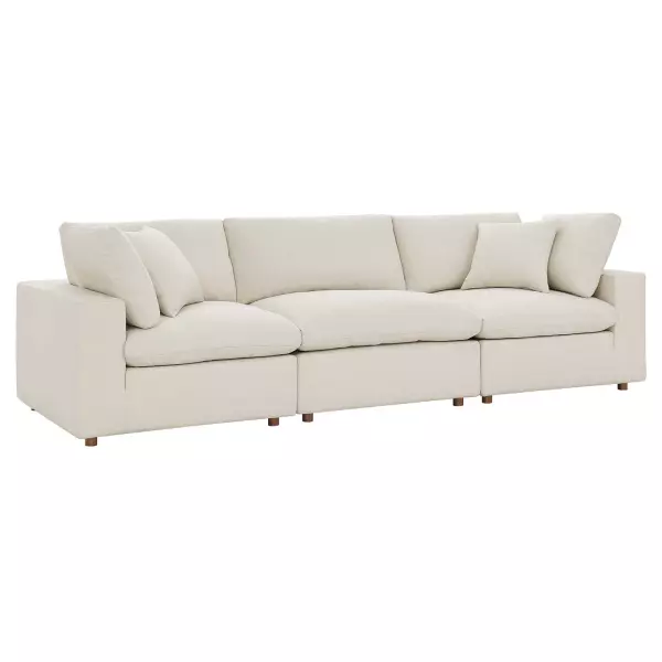 EEI-3355-LBG Modway Modway Commix Down Filled Overstuffed 3-Piece Sectional Sofa in Beige