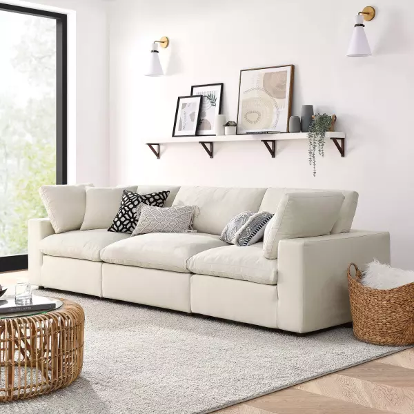 EEI-3355-LBG Modway Modway Commix Down Filled Overstuffed 3-Piece Sectional Sofa in Beige