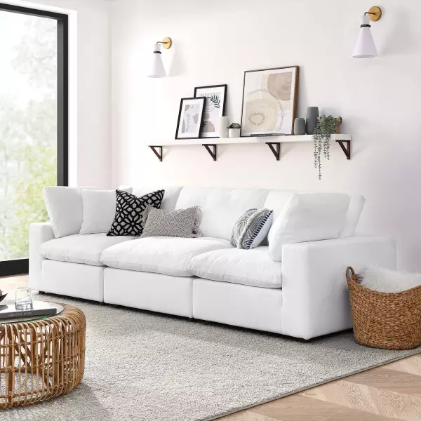 EEI-3355-PUW Modway Modway Commix Down Filled Overstuffed 3-Piece Sectional Sofa in White