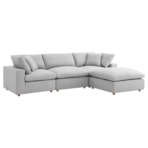 EEI-3356-LGR Modway Commix Down Filled Overstuffed 4 Piece Sectional Sofa in Light Gray