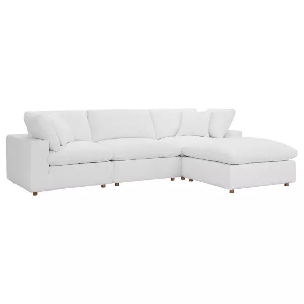 EEI-3356-WHI Modway Commix Down Filled Overstuffed 4 Piece Sectional Sofa Set White