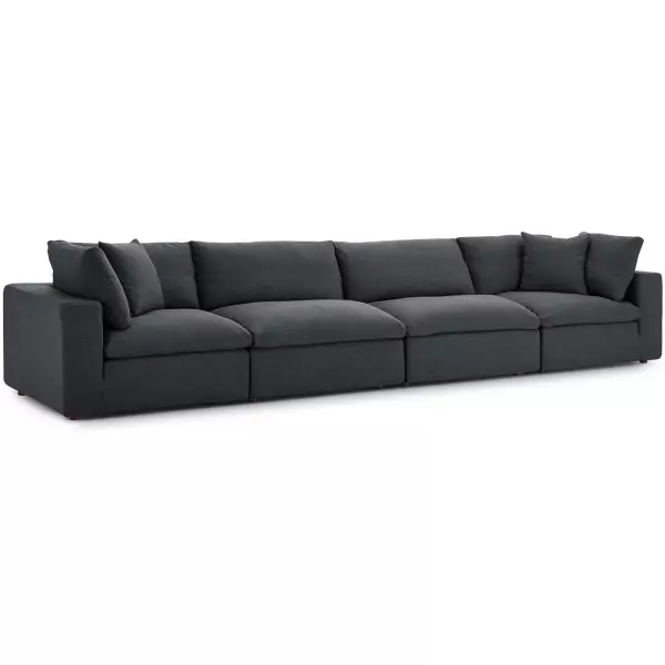 EEI-3357-GRY Modway Commix Down Filled Overstuffed 4 Piece Sectional Sofa Set Gray