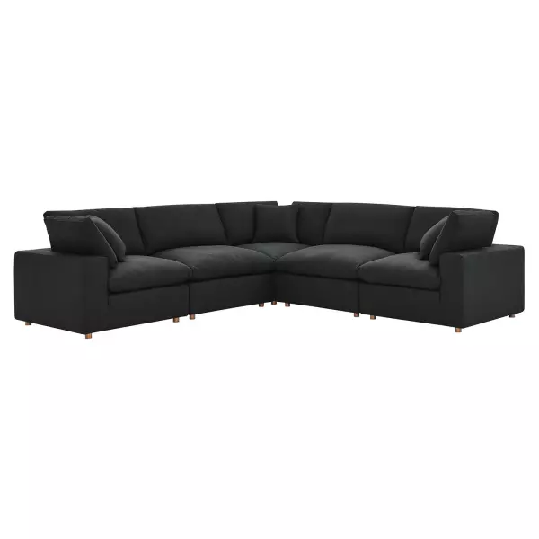 EEI-3359-BLK Modway Commix Down Filled Overstuffed 5-Piece Sectional Sofa