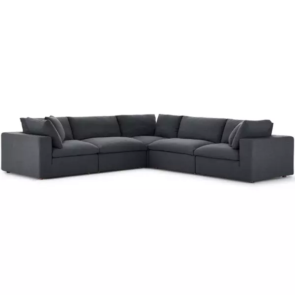 EEI-3359-GRY Modway Commix Down Filled Overstuffed 5 Piece Sectional Sofa Set Gray