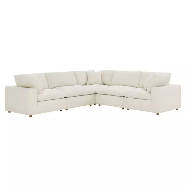 EEI-3359-BEI Modway Commix Down Filled Overstuffed 5 Piece Sectional Sofa Set Beige