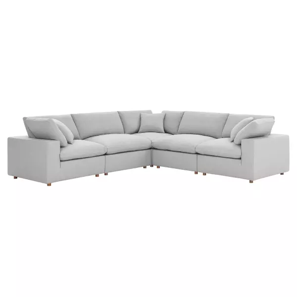 EEI-3359-LGR Modway Commix Down Filled Overstuffed 5-Piece Sectional Sofa in Light Gray