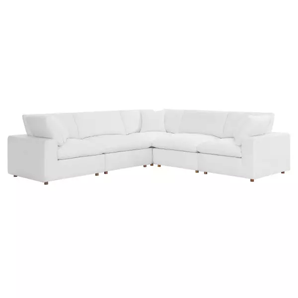 EEI-3359-WHI Modway Commix Down Filled Overstuffed 5 Piece Sectional Sofa Set White