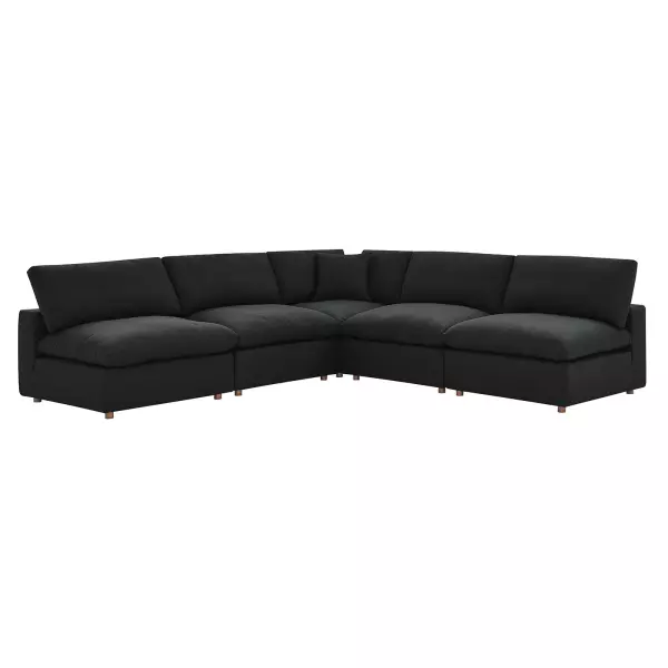 EEI-3360-BLK Modway Commix Down Filled Overstuffed 5-Piece Armless Sectional Sofa