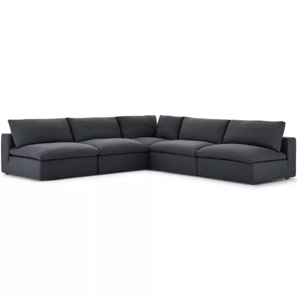 EEI-3360-GRY Modway Commix Down Filled Overstuffed 5 Piece Sectional Sofa Set Gray