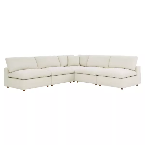 EEI-3360-BEI Modway Commix Down Filled Overstuffed 5 Piece Sectional Sofa Set Beige