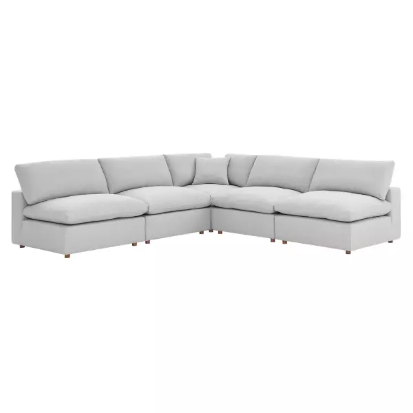 EEI-3360-LGR Modway Commix Down Filled Overstuffed 5-Piece Armless Sectional Sofa in Light Gray