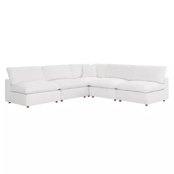 EEI-3360-WHI Modway Commix Down Filled Overstuffed 5 Piece Sectional Sofa Set White