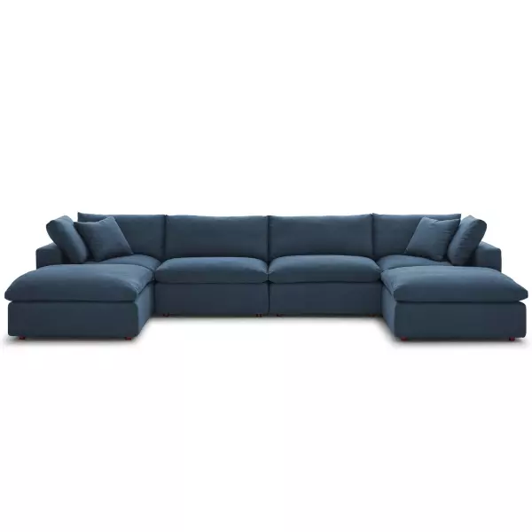 EEI-3362-AZU Modway Commix Down Filled Overstuffed 6 Piece Sectional Sofa Set Azure