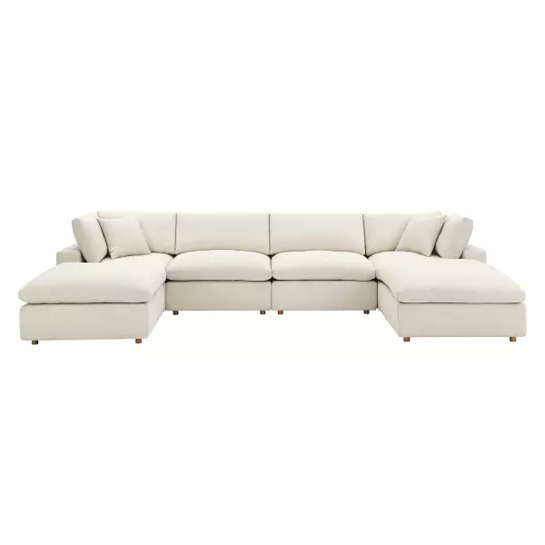 EEI-3362-BEI Modway Commix Down Filled Overstuffed 6 Piece Sectional Sofa Set Beige