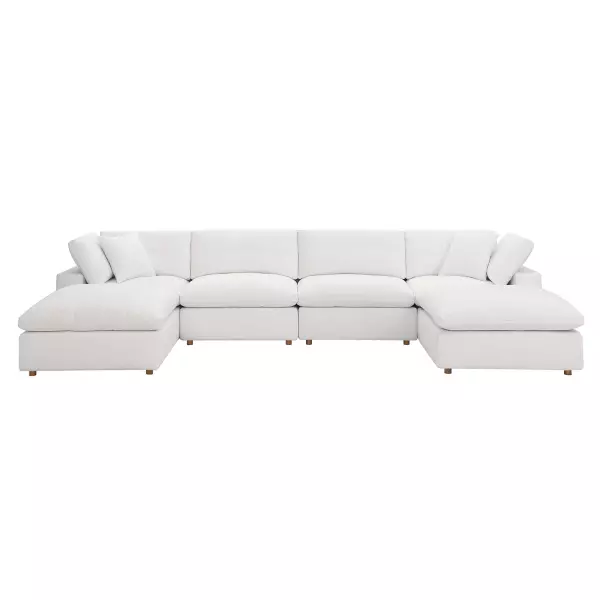 EEI-3362-WHI Modway Commix Down Filled Overstuffed 6 Piece Sectional Sofa Set White