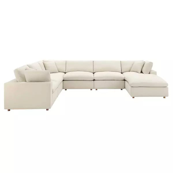 EEI-3364-BEI Modway Commix Down Filled Overstuffed 7 Piece Sectional Sofa Set Beige