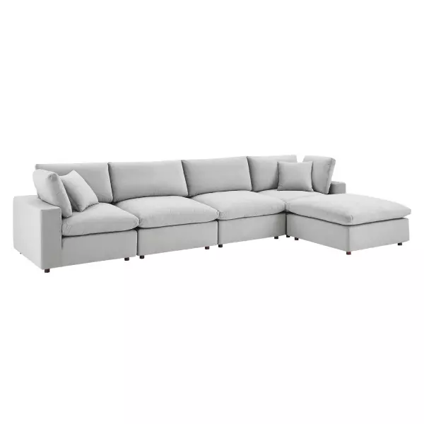 EEI-4820-LGR Modway Commix Down Filled Overstuffed Performance Velvet 5-Piece Sectional Sofa in Light Gray