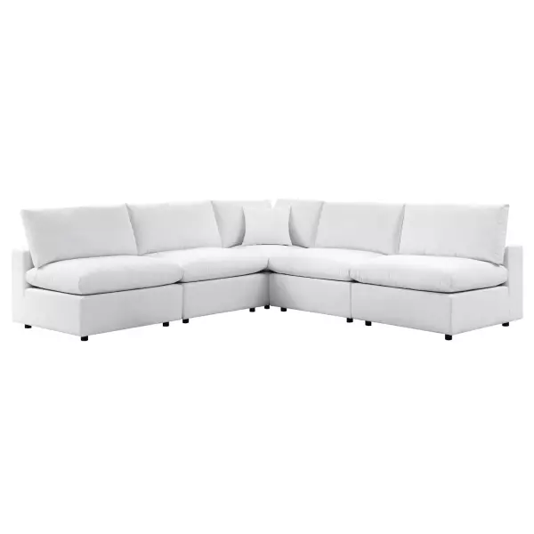 EEI-5588-WHI Modway Commix 5-Piece Sunbrella® Outdoor Patio Sectional Sofa in White