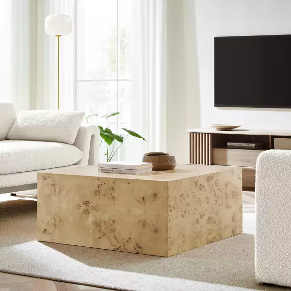 EEI-6272-NAB Cosmos 36" Square Burl Wood Coffee Table
