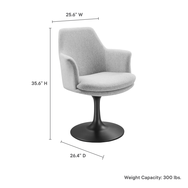 Eei 6956 Blk Hlg Lippa Swivel Dining Upholstered Armchair By Modway In Gray 2