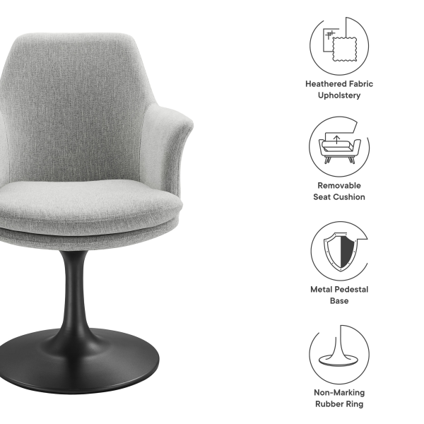 Eei 6956 Blk Hlg Lippa Swivel Dining Upholstered Armchair By Modway In Gray 3