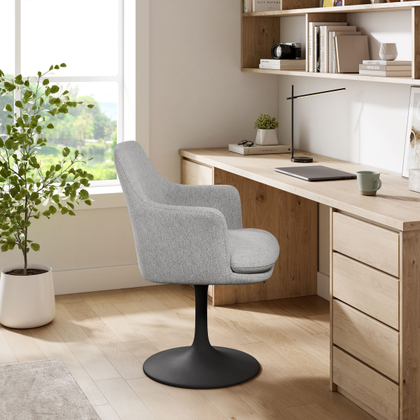 Eei 6956 Blk Hlg Lippa Swivel Dining Upholstered Armchair By Modway In Gray 8