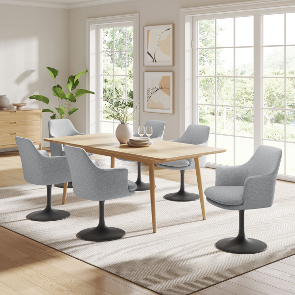 EEI-6956-BLK-HLG Lippa Swivel Dining Upholstered Armchair by Modway in Gray