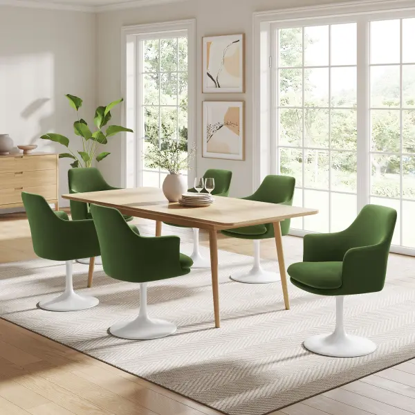 EEI-6957-WHI-MOG Lippa Performance Velvet Swivel Dining Armchair by Modway
