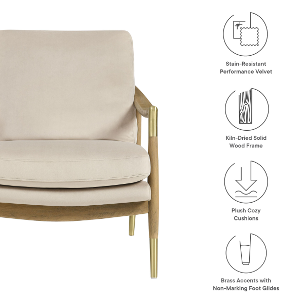 Eei 7056 Alm Wal Langford Performance Velvet Accent Armchair By Modway In Beige 2