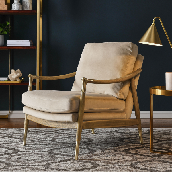 EEI-7056-ALM-WAL Langford Performance Velvet Accent Armchair in Almond by Modway