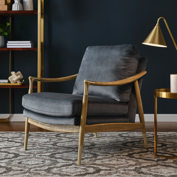 EEI-7056-CAB-WAL Langford Performance Velvet Accent Armchair by Modway in Cadet Blue