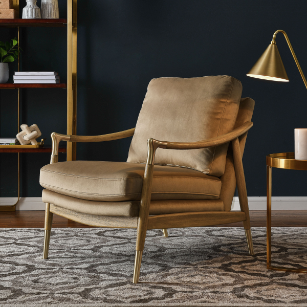 EEI-7056-TAU-WAL Langford Performance Velvet Accent Armchair by Modway in Brown