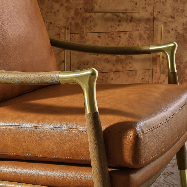 Eei 7138 Tan Wal Langford Vegan Leather Accent Armchair By Modway In Brown 10