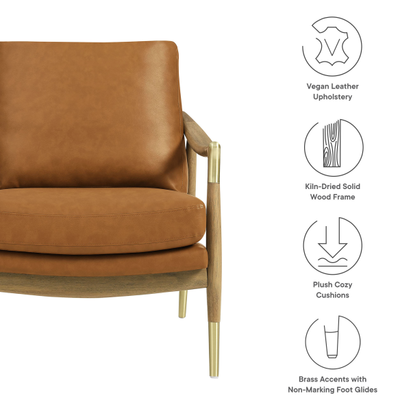 Eei 7138 Tan Wal Langford Vegan Leather Accent Armchair By Modway In Brown 2