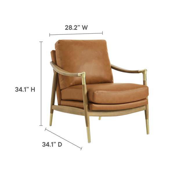 Eei 7138 Tan Wal Langford Vegan Leather Accent Armchair By Modway In Brown 3