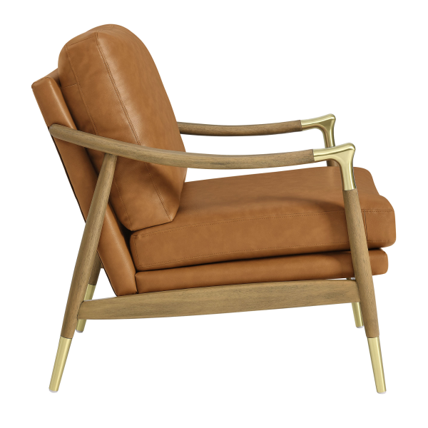 Eei 7138 Tan Wal Langford Vegan Leather Accent Armchair By Modway In Brown 4