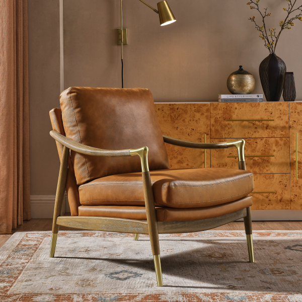 Eei 7138 Tan Wal Langford Vegan Leather Accent Armchair By Modway In Brown 8