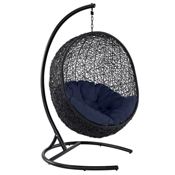 EEI-739-NAV-SET Encase Swing Outdoor Patio Lounge Chair Navy