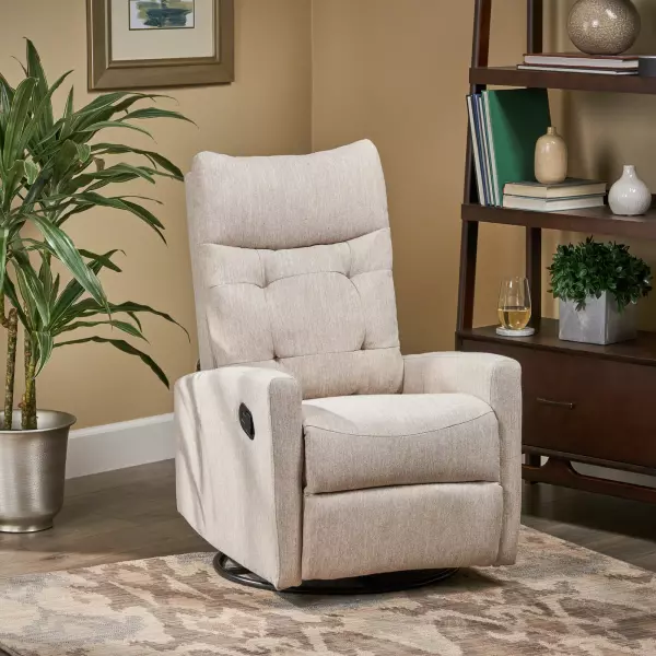 65354.00 Woodglen Contemporary Glider Swivel Push Back Nursery Recliner - Beige and Black Finish