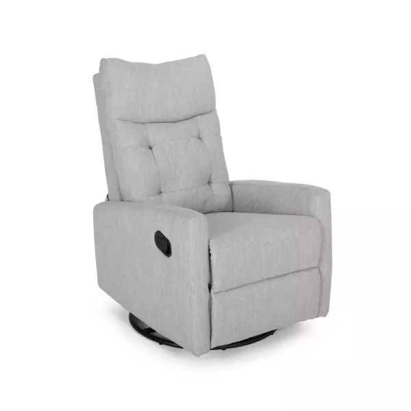 65354.00LGRY Woodglen Contemporary Glider Swivel Push Back Nursery Recliner - Light Gray and Black Finish